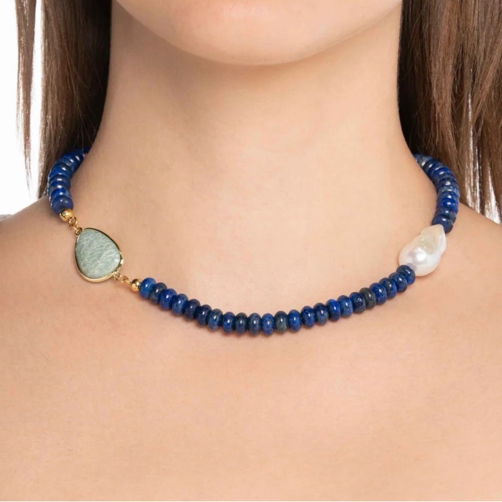 Mayamar Lapis Lazuli pearl‎ Beaded Necklace